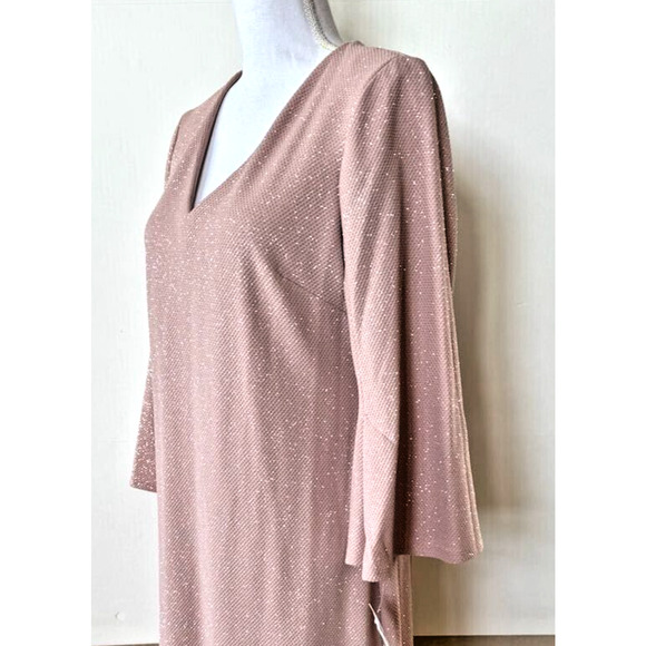NWT Taylor Neiman Marcus Women's Blush Pink Sparkle Sz 10 Dress Flutter Sleeve - Picture 5 of 12